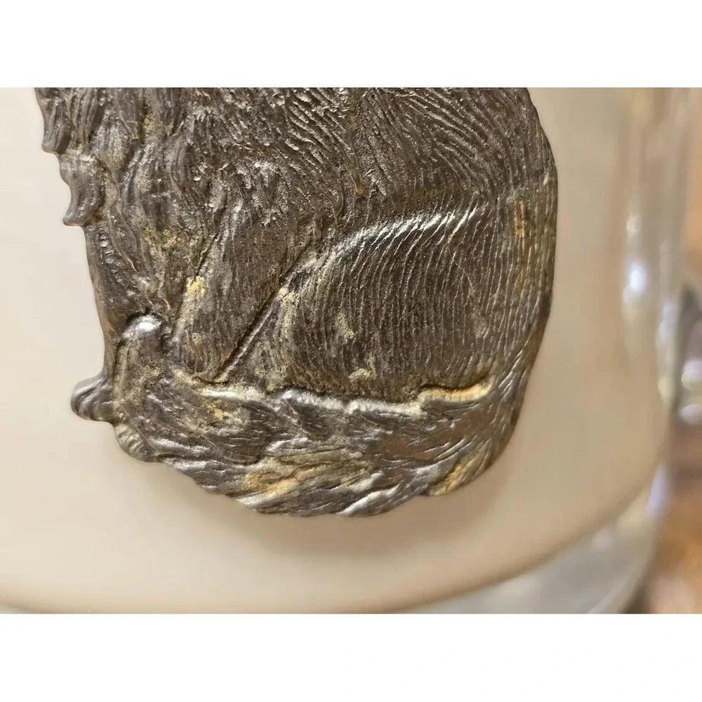 Handmade Grapefruit Scented Candle in Glass Mug with Pewter Longhair Cat C49
